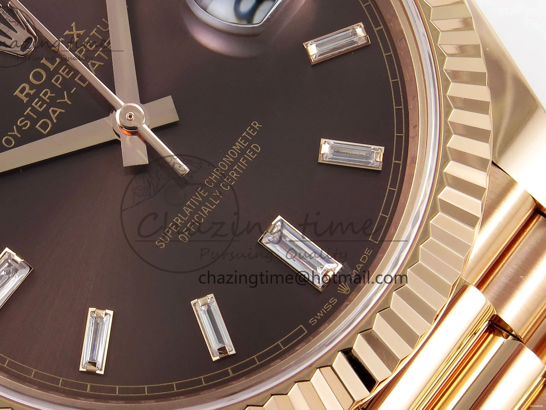 Brown 40 on DayDate Steel Dial Crystal 228235 904L President Bracelet VR3255 ARF 0225